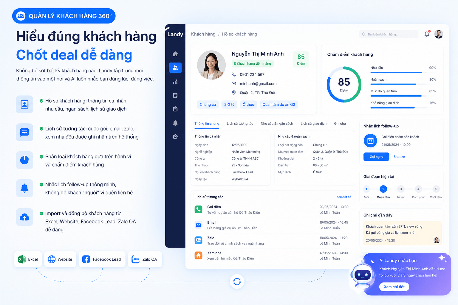 Màn hình quản lý khách hàng