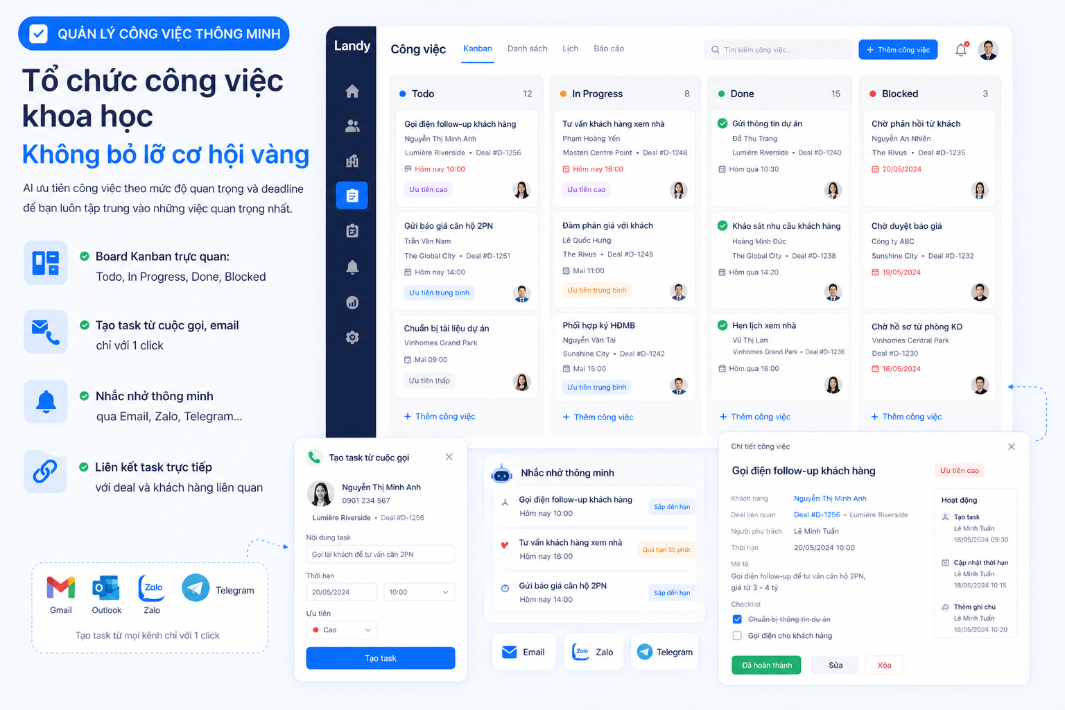 Màn hình quản lý công việc